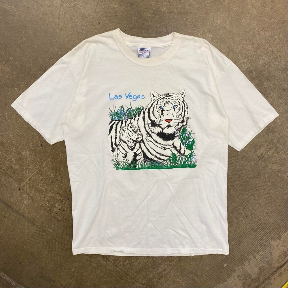 Vintage Tiger Nature Wildlife Las Vegas Animals T-Shirt 90s All Sport Size XL